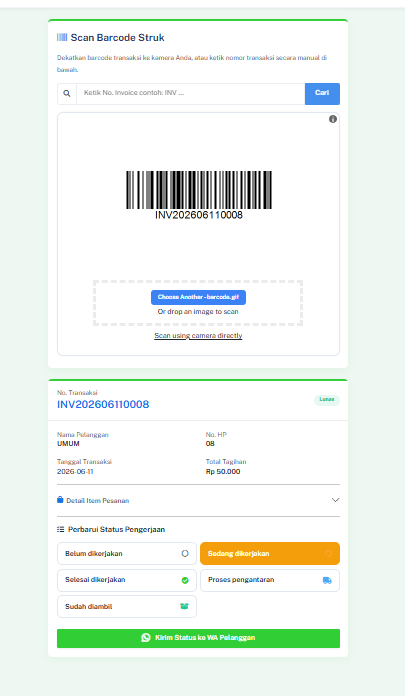 Scan Barcode & Update Status ZiPrint